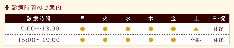 診療時間のご案内